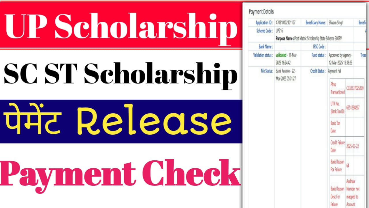 UP Scholarship Payment Status SC ST 2025