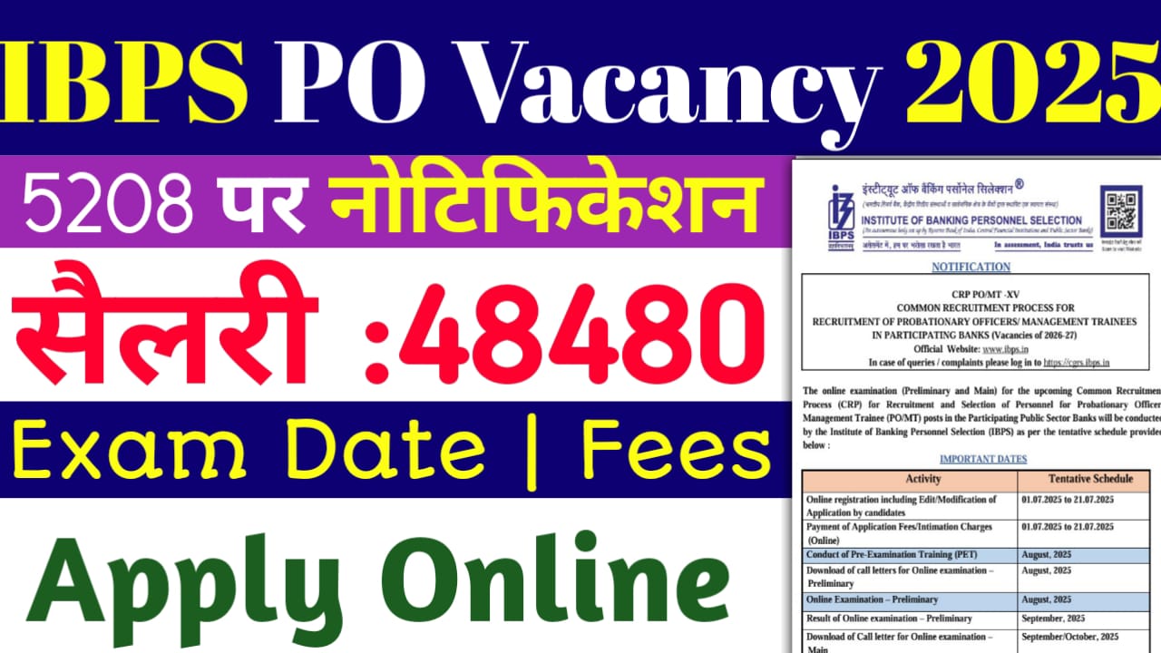 IBPS PO Vacancy 2025 Out